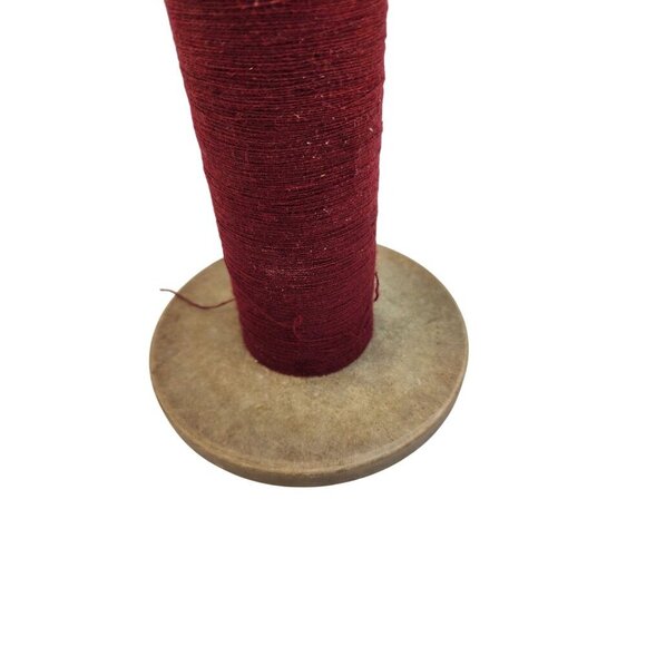 Vintage Spinning Machine Textile Spool Bobbin With Burgundy Thread Yarn 13x6 inc - Picture 9 of 10